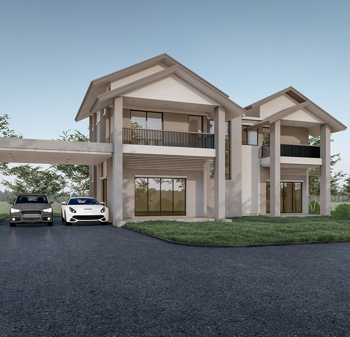 Luxury home with a asphalt driveway