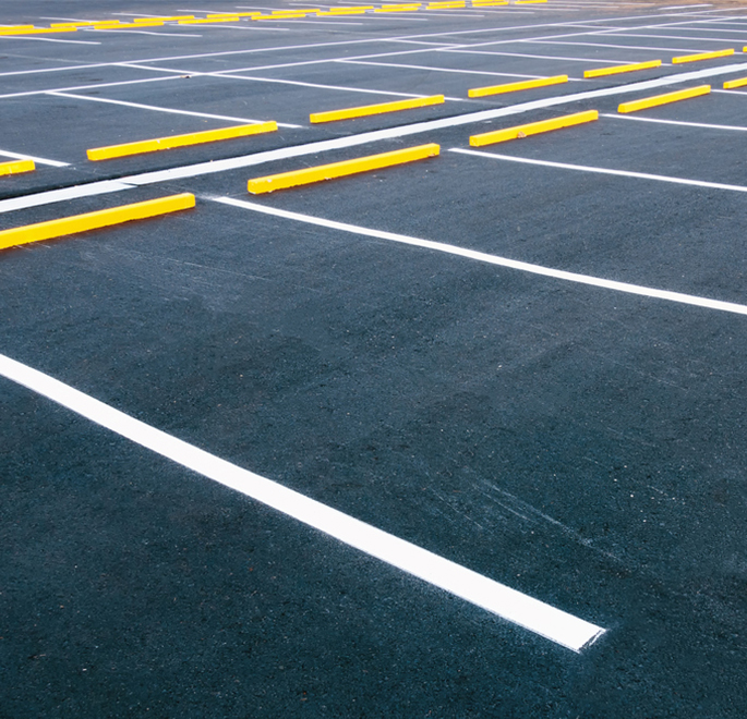 Freshly painted parking lot